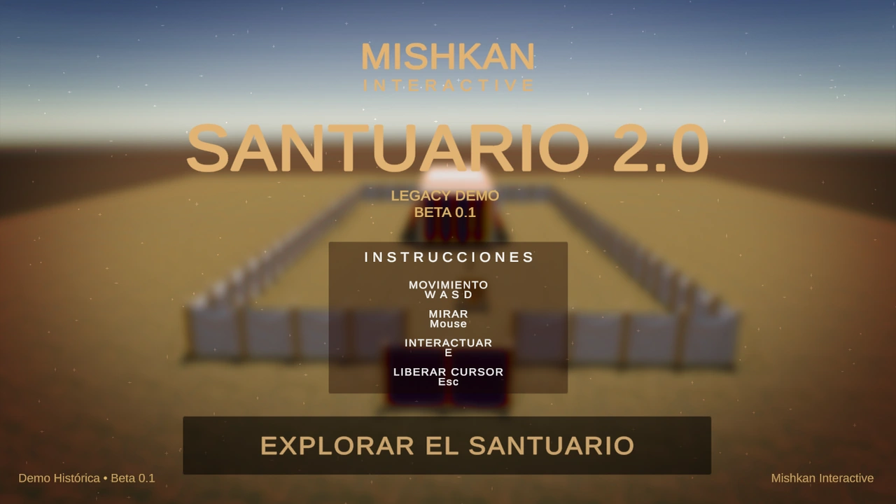 Pantalla inicial de Santuario 2.0 Legacy Demo con instrucciones de juego